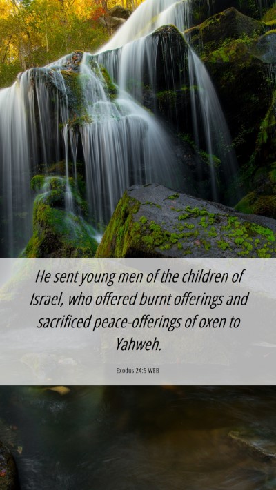 Picture 06 - Exodus 24:5 WEB Mobile Phone Wallpaper - He sent young men of the children of Israel, who - Mobile Bible Verse Wallpaper