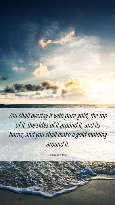 Picture 06 - Exodus 30:3 WEB Mobile Phone Wallpaper - You shall overlay it with pure gold, the top of - Mobile Bible Verse Wallpaper