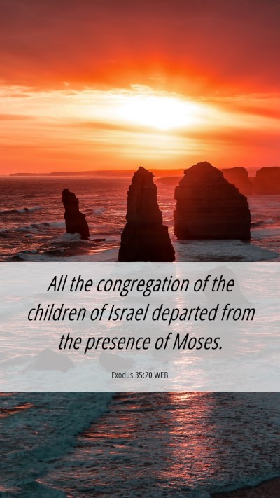 Picture 06 - Exodus 35:20 WEB Mobile Phone Wallpaper - All the congregation of the children of Israel - Mobile Bible Verse Wallpaper