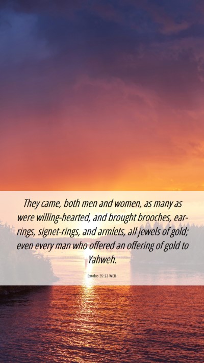 Picture 06 - Exodus 35:22 WEB Mobile Phone Wallpaper - They came, both men and women, as many as were - Mobile Bible Verse Wallpaper