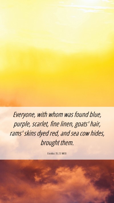 Picture 06 - Exodus 35:23 WEB Mobile Phone Wallpaper - Everyone, with whom was found blue, purple, - Mobile Bible Verse Wallpaper