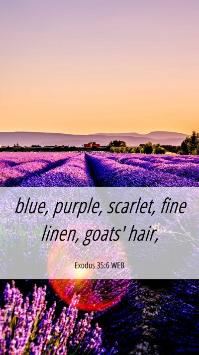 Picture 06 - Exodus 35:6 WEB Mobile Phone Wallpaper - blue, purple, scarlet, fine linen, goats' - Mobile Bible Verse Wallpaper