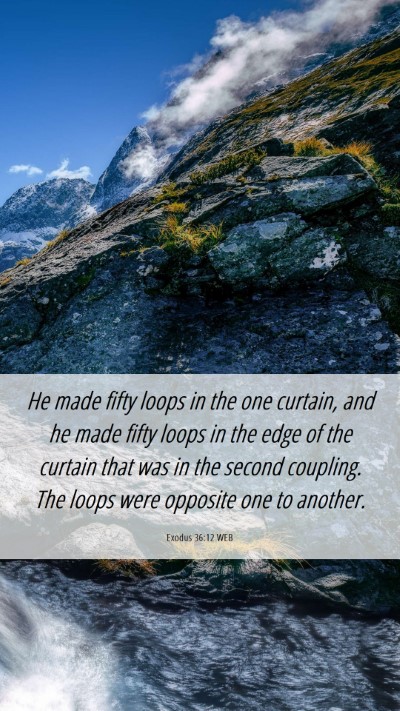 Picture 06 - Exodus 36:12 WEB Mobile Phone Wallpaper - He made fifty loops in the one curtain, and he - Mobile Bible Verse Wallpaper