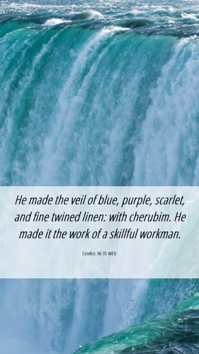 Picture 06 - Exodus 36:35 WEB Mobile Phone Wallpaper - He made the veil of blue, purple, scarlet, and - Mobile Bible Verse Wallpaper