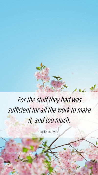Picture 06 - Exodus 36:7 WEB Mobile Phone Wallpaper - For the stuff they had was sufficient for all the - Mobile Bible Verse Wallpaper