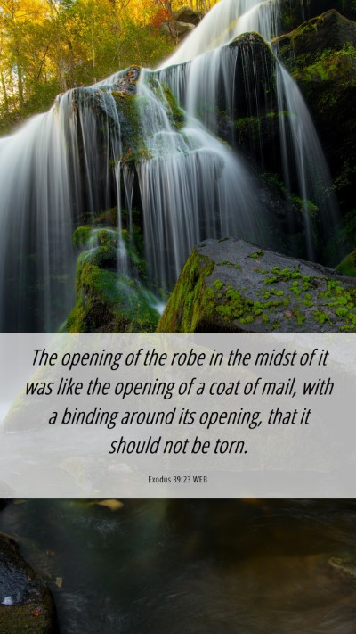 Picture 06 - Exodus 39:23 WEB Mobile Phone Wallpaper - The opening of the robe in the midst of it was - Mobile Bible Verse Wallpaper