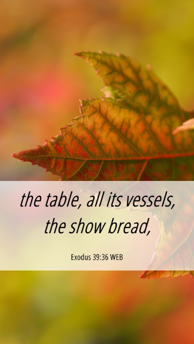 Picture 06 - Exodus 39:36 WEB Mobile Phone Wallpaper - the table, all its vessels, the show - Mobile Bible Verse Wallpaper