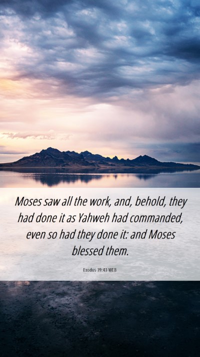 Picture 06 - Exodus 39:43 WEB Mobile Phone Wallpaper - Moses saw all the work, and, behold, they had - Mobile Bible Verse Wallpaper