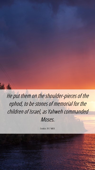 Picture 06 - Exodus 39:7 WEB Mobile Phone Wallpaper - He put them on the shoulder-pieces of the ephod, - Mobile Bible Verse Wallpaper