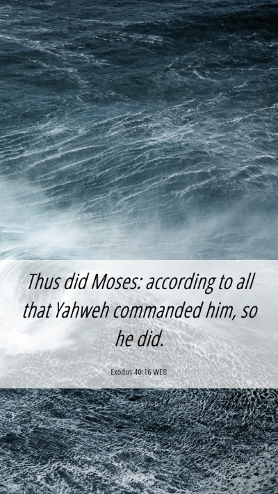 Picture 06 - Exodus 40:16 WEB Mobile Phone Wallpaper - Thus did Moses: according to all that Yahweh - Mobile Bible Verse Wallpaper