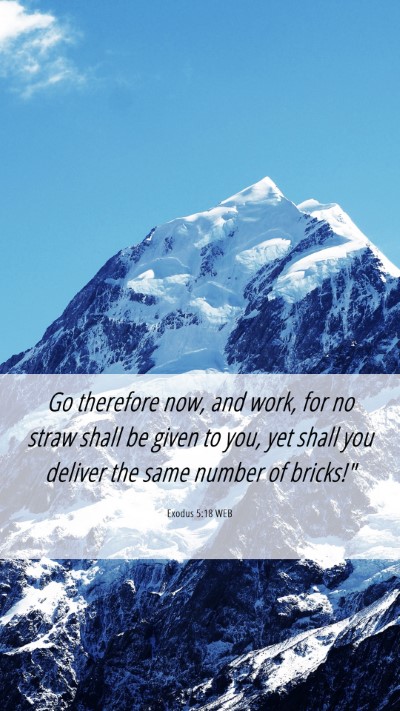 Picture 06 - Exodus 5:18 WEB Mobile Phone Wallpaper - Go therefore now, and work, for no straw shall be - Mobile Bible Verse Wallpaper
