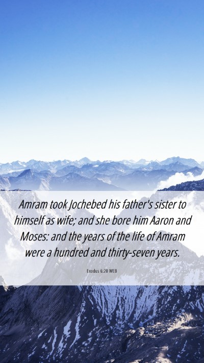 Picture 06 - Exodus 6:20 WEB Mobile Phone Wallpaper - Amram took Jochebed his father's sister to - Mobile Bible Verse Wallpaper