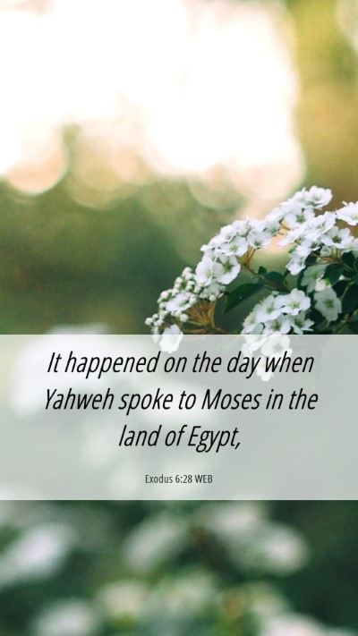 Picture 06 - Exodus 6:28 WEB Mobile Phone Wallpaper - It happened on the day when Yahweh spoke to Moses - Mobile Bible Verse Wallpaper