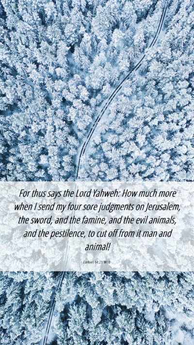 Picture 06 - Ezekiel 14:21 WEB Mobile Phone Wallpaper - For thus says the Lord Yahweh: How much more when - Mobile Bible Verse Wallpaper