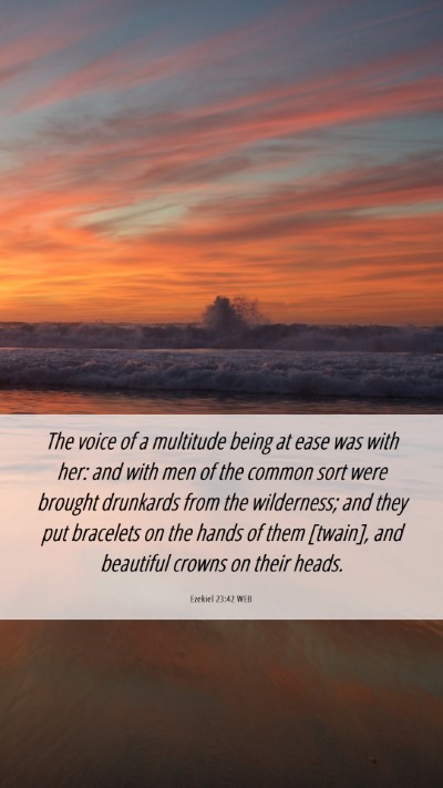 Picture 06 - Ezekiel 23:42 WEB Mobile Phone Wallpaper - The voice of a multitude being at ease was with - Mobile Bible Verse Wallpaper