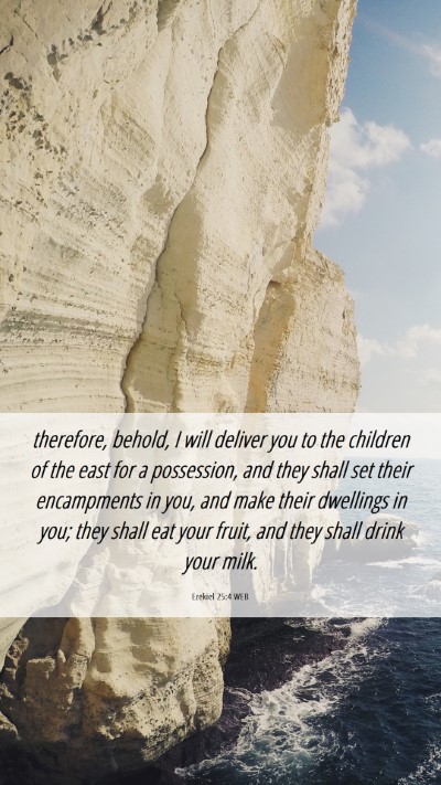 Picture 06 - Ezekiel 25:4 WEB Mobile Phone Wallpaper - therefore, behold, I will deliver you to the - Mobile Bible Verse Wallpaper