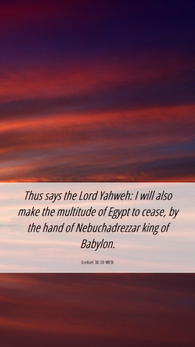 Picture 06 - Ezekiel 30:10 WEB Mobile Phone Wallpaper - Thus says the Lord Yahweh: I will also make the - Mobile Bible Verse Wallpaper