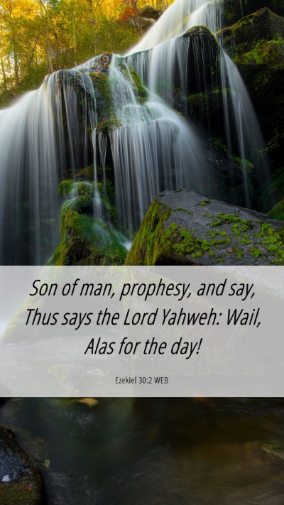 Picture 06 - Ezekiel 30:2 WEB Mobile Phone Wallpaper - Son of man, prophesy, and say, Thus says the Lord - Mobile Bible Verse Wallpaper