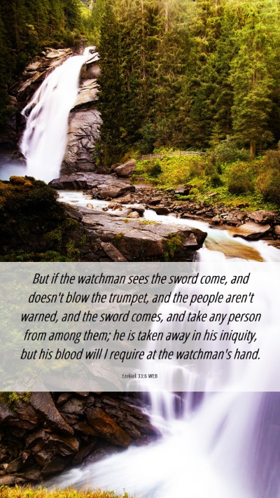Picture 06 - Ezekiel 33:6 WEB Mobile Phone Wallpaper - But if the watchman sees the sword come, and - Mobile Bible Verse Wallpaper