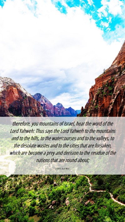 Picture 06 - Ezekiel 36:4 WEB Mobile Phone Wallpaper - therefore, you mountains of Israel, hear the word - Mobile Bible Verse Wallpaper