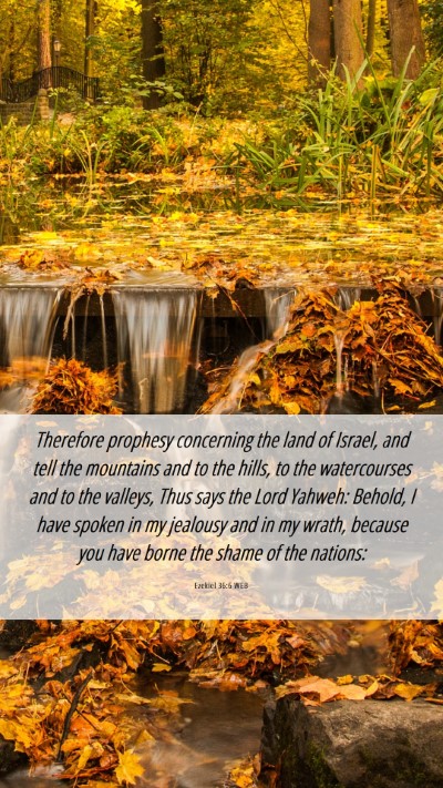 Picture 06 - Ezekiel 36:6 WEB Mobile Phone Wallpaper - Therefore prophesy concerning the land of Israel, - Mobile Bible Verse Wallpaper