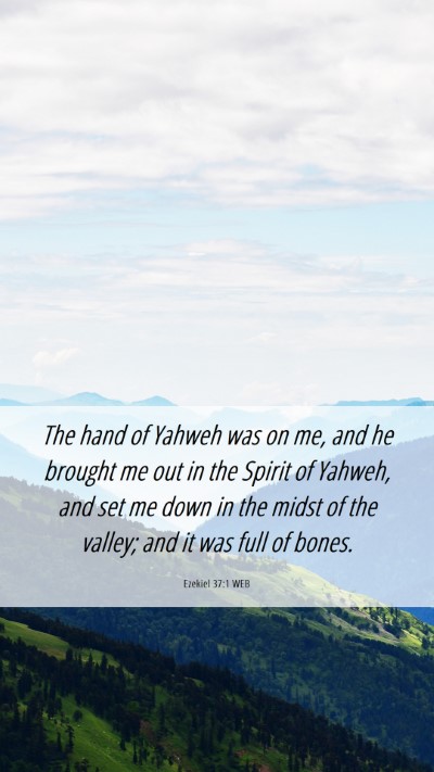 Picture 06 - Ezekiel 37:1 WEB Mobile Phone Wallpaper - The hand of Yahweh was on me, and he brought me - Mobile Bible Verse Wallpaper