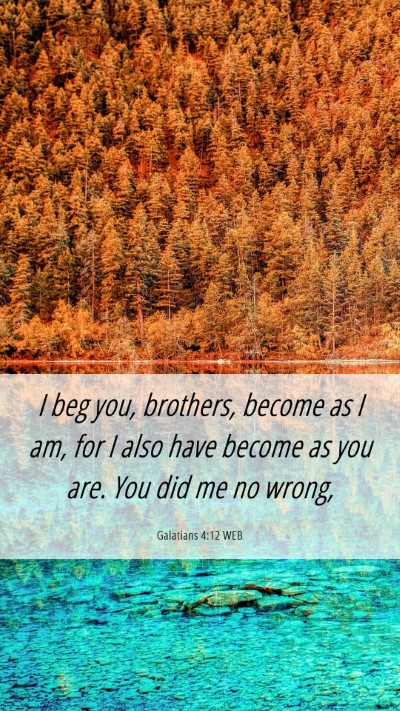 Picture 06 - Galatians 4:12 WEB Mobile Phone Wallpaper - I beg you, brothers, become as I am, for I also - Mobile Bible Verse Wallpaper