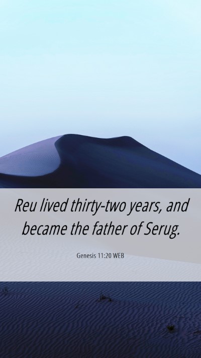 Picture 06 - Genesis 11:20 WEB Mobile Phone Wallpaper - Reu lived thirty-two years, and became the father - Mobile Bible Verse Wallpaper