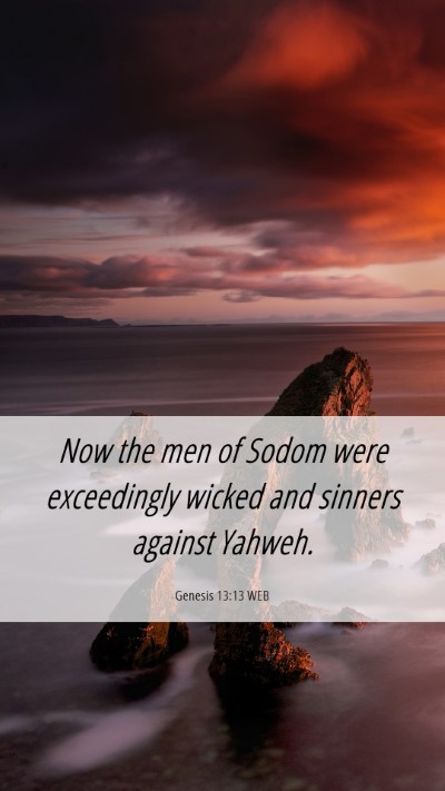 Picture 06 - Genesis 13:13 WEB Mobile Phone Wallpaper - Now the men of Sodom were exceedingly wicked and - Mobile Bible Verse Wallpaper