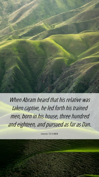 Picture 06 - Genesis 14:14 WEB Mobile Phone Wallpaper - When Abram heard that his relative was taken - Mobile Bible Verse Wallpaper