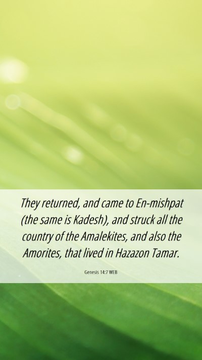 Picture 06 - Genesis 14:7 WEB Mobile Phone Wallpaper - They returned, and came to En-mishpat (the same - Mobile Bible Verse Wallpaper