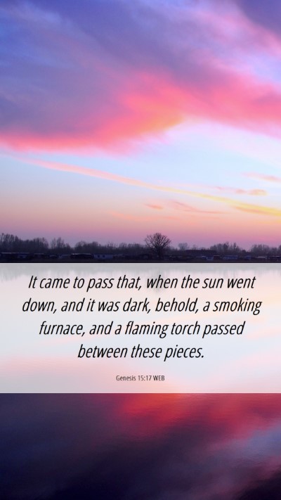 Picture 06 - Genesis 15:17 WEB Mobile Phone Wallpaper - It came to pass that, when the sun went down, and - Mobile Bible Verse Wallpaper