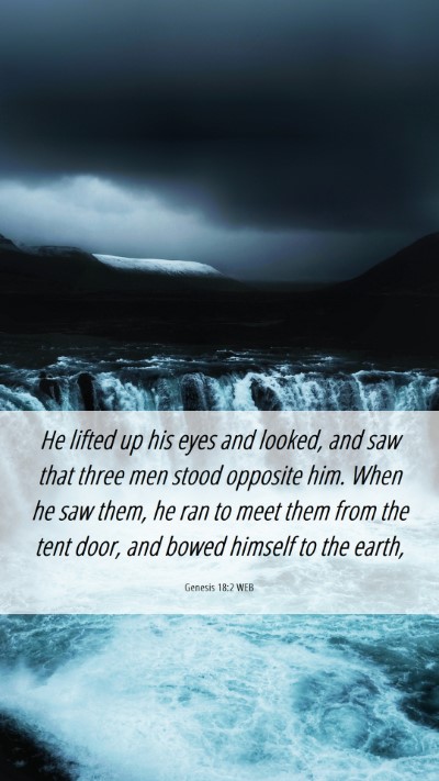 Picture 06 - Genesis 18:2 WEB Mobile Phone Wallpaper - He lifted up his eyes and looked, and saw that - Mobile Bible Verse Wallpaper