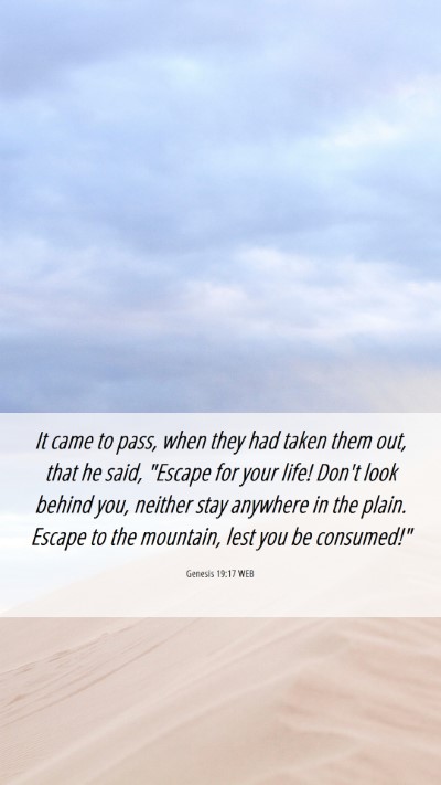 Picture 06 - Genesis 19:17 WEB Mobile Phone Wallpaper - It came to pass, when they had taken them out, - Mobile Bible Verse Wallpaper
