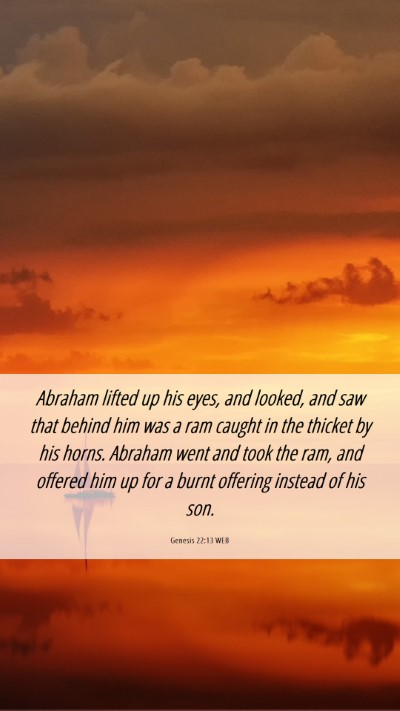 Picture 06 - Genesis 22:13 WEB Mobile Phone Wallpaper - Abraham lifted up his eyes, and looked, and saw - Mobile Bible Verse Wallpaper