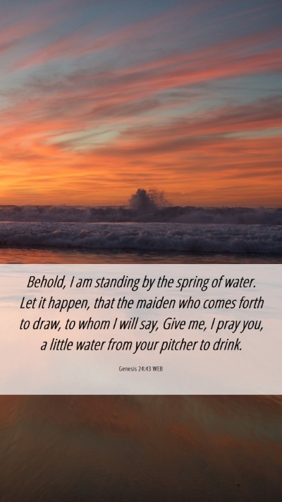 Picture 06 - Genesis 24:43 WEB Mobile Phone Wallpaper - Behold, I am standing by the spring of water. Let - Mobile Bible Verse Wallpaper