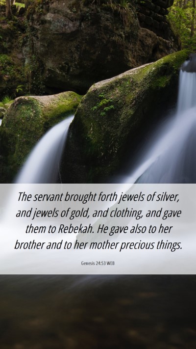 Picture 06 - Genesis 24:53 WEB Mobile Phone Wallpaper - The servant brought forth jewels of silver, and - Mobile Bible Verse Wallpaper