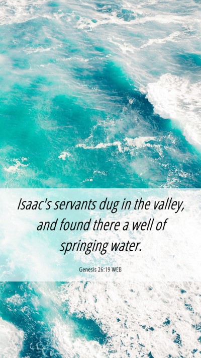 Picture 06 - Genesis 26:19 WEB Mobile Phone Wallpaper - Isaac's servants dug in the valley, and found - Mobile Bible Verse Wallpaper