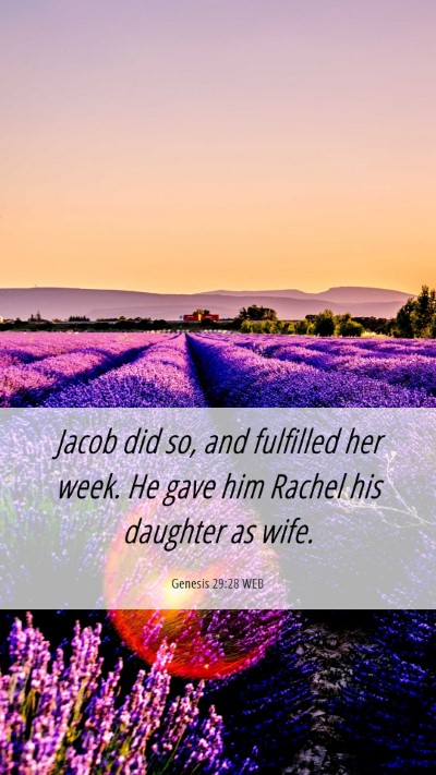 Picture 06 - Genesis 29:28 WEB Mobile Phone Wallpaper - Jacob did so, and fulfilled her week. He gave him - Mobile Bible Verse Wallpaper