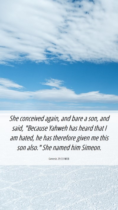 Picture 06 - Genesis 29:33 WEB Mobile Phone Wallpaper - She conceived again, and bare a son, and said, - Mobile Bible Verse Wallpaper