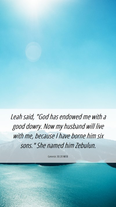 Picture 06 - Genesis 30:20 WEB Mobile Phone Wallpaper - Leah said, 