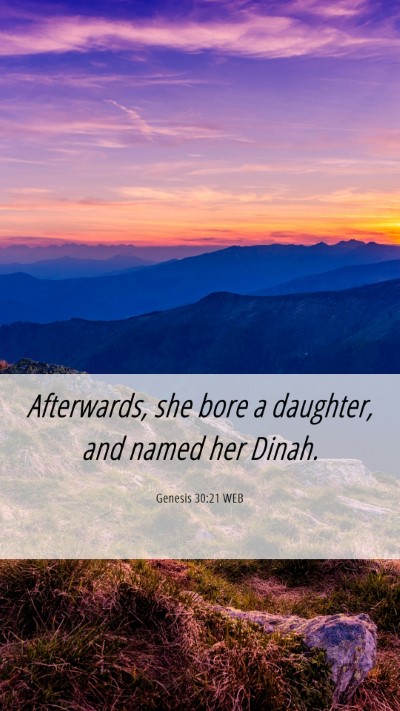 Picture 06 - Genesis 30:21 WEB Mobile Phone Wallpaper - Afterwards, she bore a daughter, and named her - Mobile Bible Verse Wallpaper