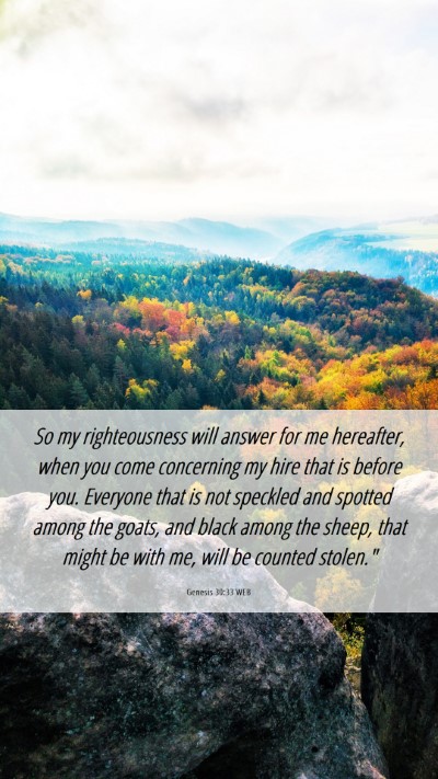 Picture 06 - Genesis 30:33 WEB Mobile Phone Wallpaper - So my righteousness will answer for me hereafter, - Mobile Bible Verse Wallpaper