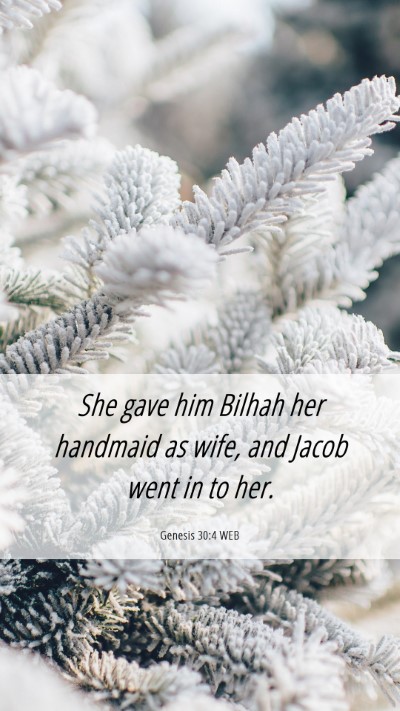 Picture 06 - Genesis 30:4 WEB Mobile Phone Wallpaper - She gave him Bilhah her handmaid as wife, and - Mobile Bible Verse Wallpaper