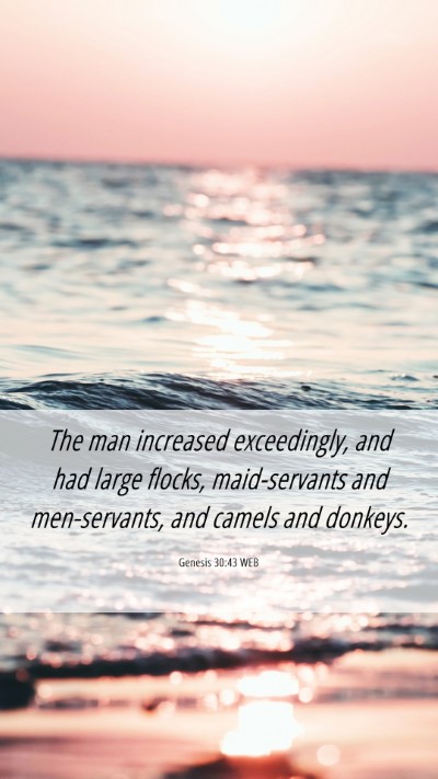 Picture 06 - Genesis 30:43 WEB Mobile Phone Wallpaper - The man increased exceedingly, and had large - Mobile Bible Verse Wallpaper