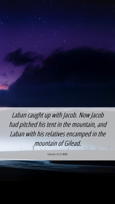 Picture 06 - Genesis 31:25 WEB Mobile Phone Wallpaper - Laban caught up with Jacob. Now Jacob had pitched - Mobile Bible Verse Wallpaper