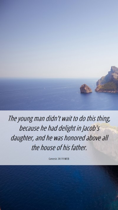Picture 06 - Genesis 34:19 WEB Mobile Phone Wallpaper - The young man didn't wait to do this thing, - Mobile Bible Verse Wallpaper