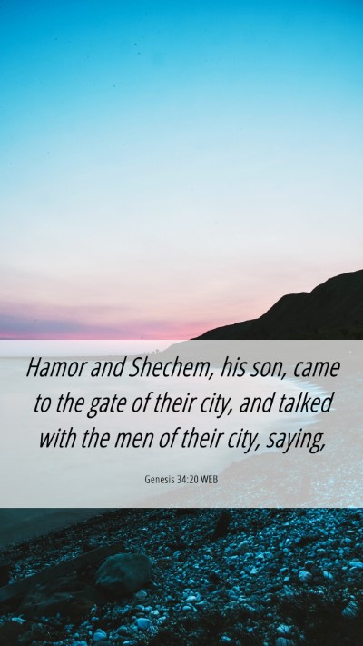 Picture 06 - Genesis 34:20 WEB Mobile Phone Wallpaper - Hamor and Shechem, his son, came to the gate of - Mobile Bible Verse Wallpaper
