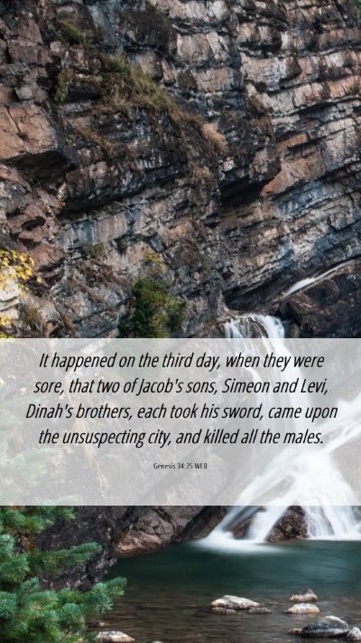 Picture 06 - Genesis 34:25 WEB Mobile Phone Wallpaper - It happened on the third day, when they were - Mobile Bible Verse Wallpaper