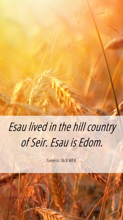 Picture 06 - Genesis 36:8 WEB Mobile Phone Wallpaper - Esau lived in the hill country of Seir. Esau is - Mobile Bible Verse Wallpaper